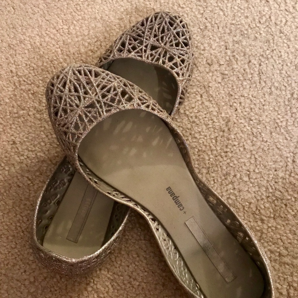 Melissa + Campana Zig Zag sparkly silver jellies